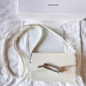 TAD FAB Box Midi White Crossbody Bag